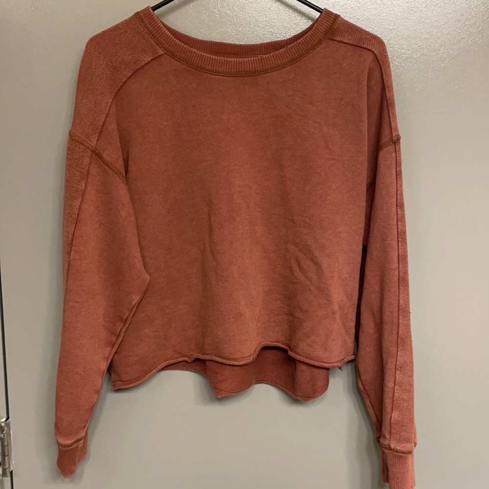 Aerie Faded Maroon Cropped Sweater Sz L